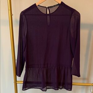 ZARA Deep Purple Sheer Blouse